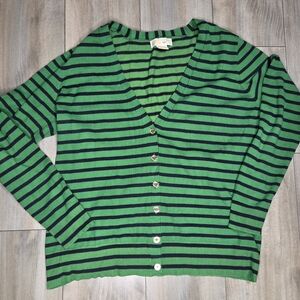 MICHAEL Michael Kors Green and Black Striped Cardigan